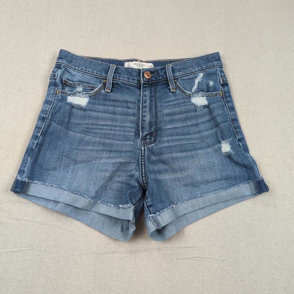 Abercrombie Fitch Shorts Womens 26 Blue Denim Cut Offs Distressed